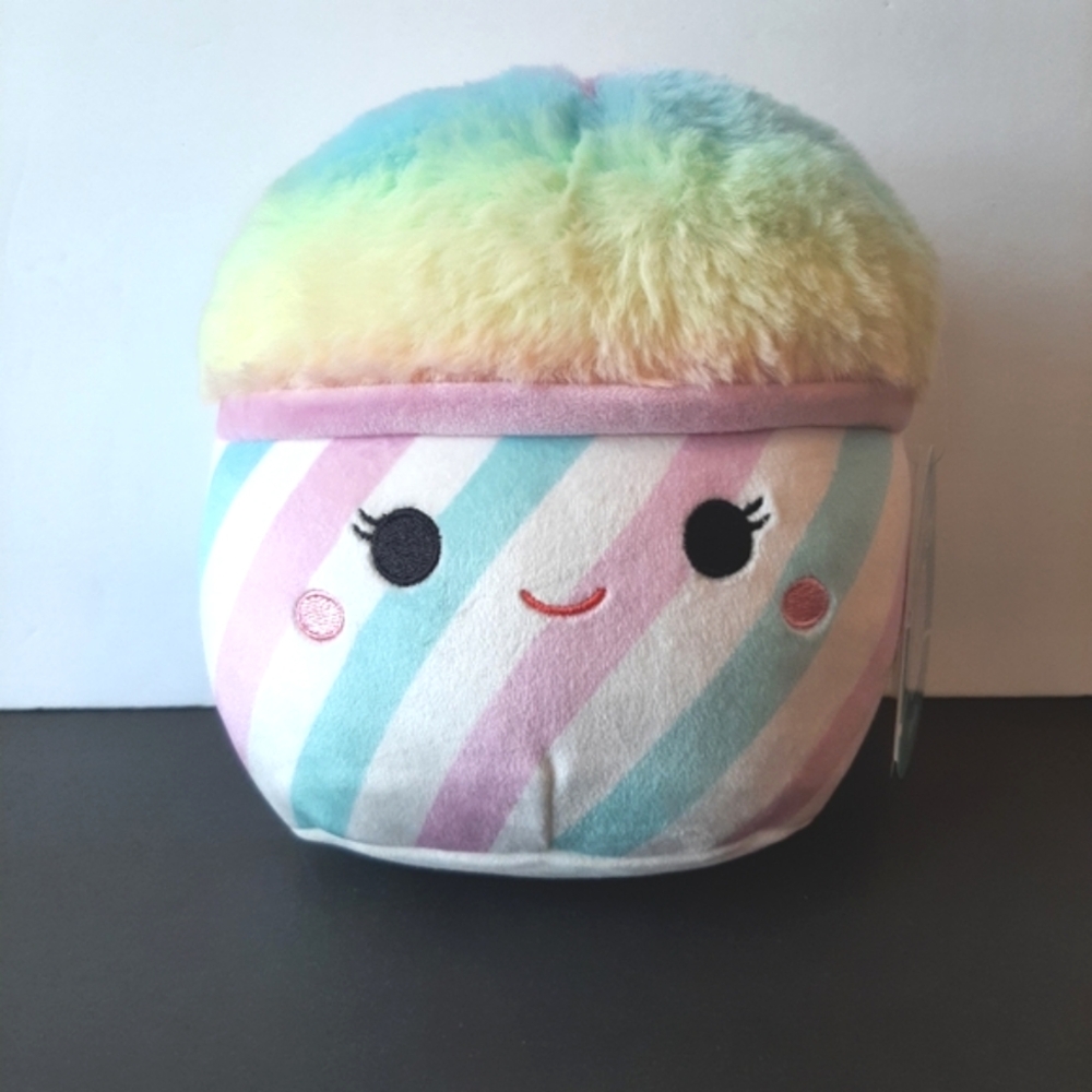 Squishmallows Bevin the Snow Cone 7" Rainbow Foodie Squad Cotton Candy